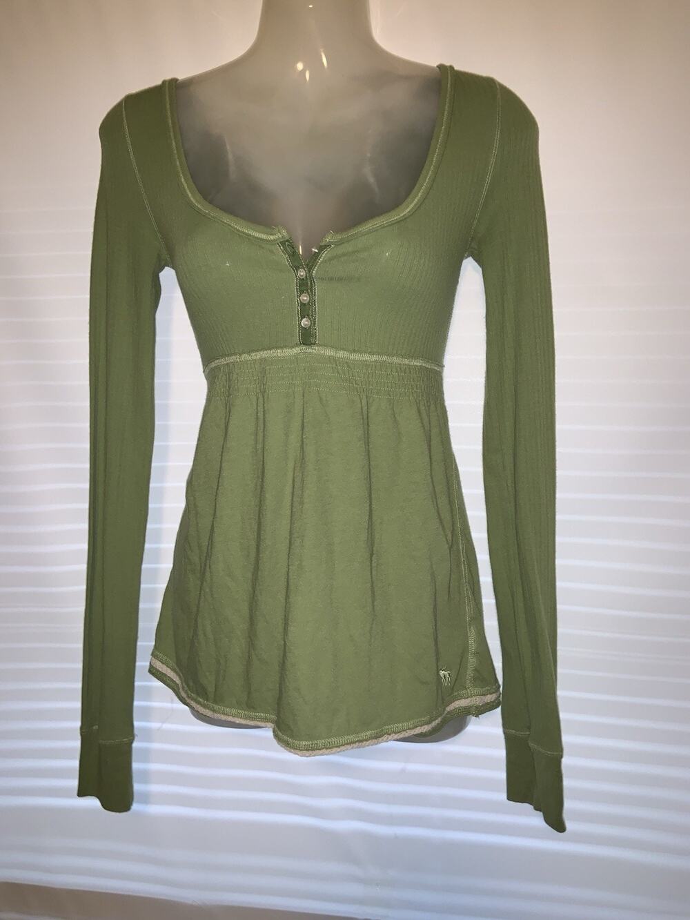 Vintage Abercrombie and Fitch Green Babydoll Top Size Medium Bella Swan